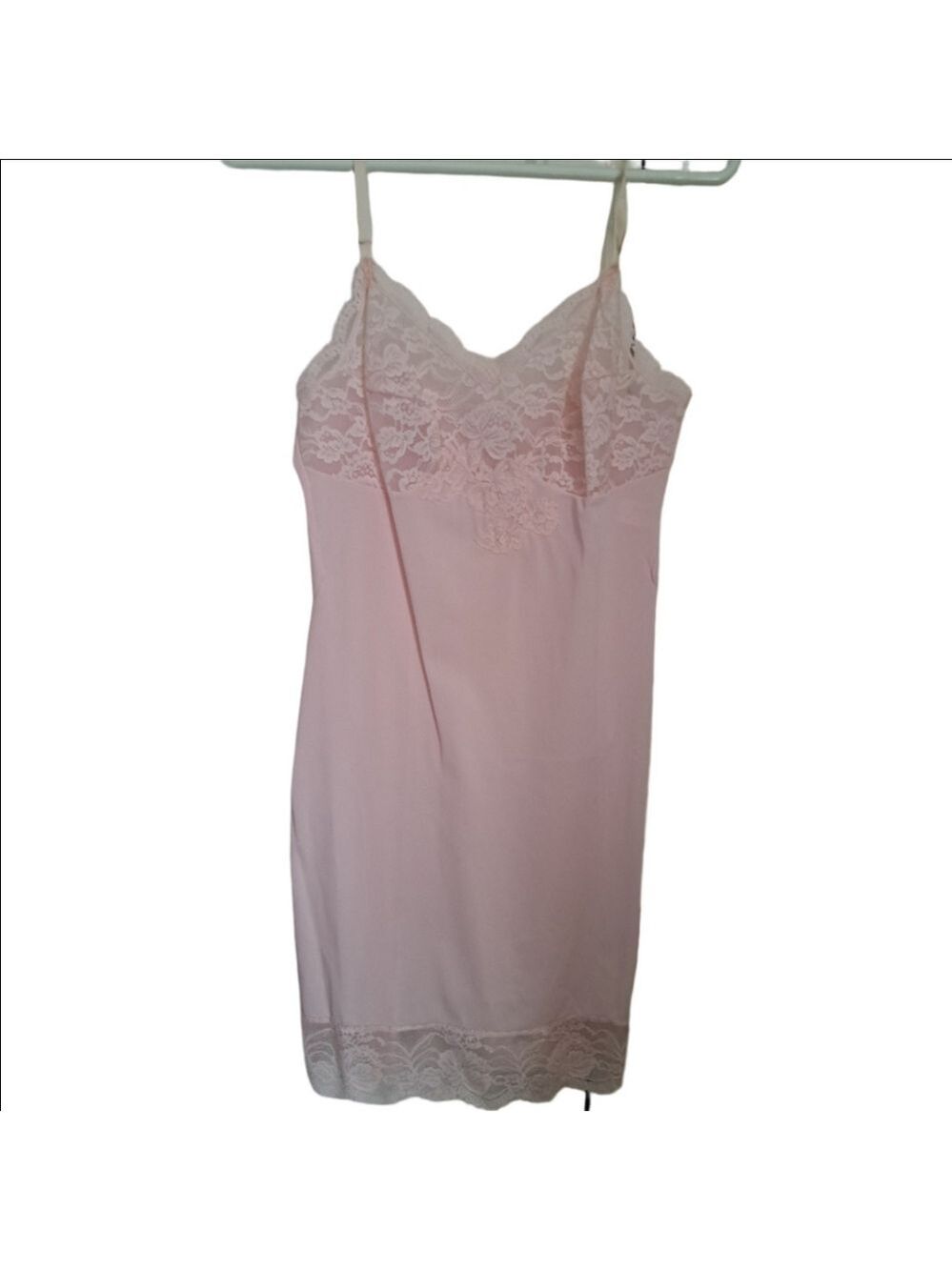 VTG Sears Soft Pink Slip Boudoir Lingerie Crisp Floral Lace 36 Short